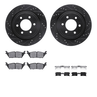 R1 Concepts® - Drilled and Slotted Rear Brake Kit with Performance Off-Road/Tow Brake Pads
