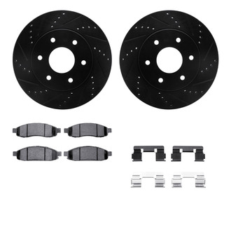 R1 Concepts® - eLINE Series Drilled and Slotted Front Brake Kit with Performance Off-Road/Tow Brake Pads