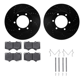 R1 Concepts® - eLINE Series Drilled and Slotted Front Brake Kit with Performance Off-Road/Tow Brake Pads