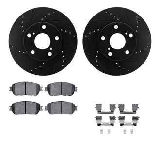 R1 Concepts® - eLINE Series Drilled and Slotted Front Brake Kit with Performance Off-Road/Tow Brake Pads