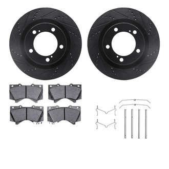 R1 Concepts® - eLINE Series Drilled and Slotted Front Brake Kit with Performance Off-Road/Tow Brake Pads