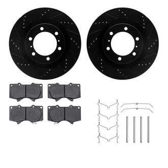R1 Concepts® - eLINE Series Drilled and Slotted Front Brake Kit with Performance Off-Road/Tow Brake Pads