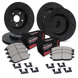 R1 Concepts® - eLINE Series Drilled and Slotted Front and Rear Brake Kit with Performance Off-Road/Tow Brake Pads