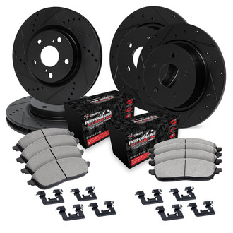 R1 Concepts® - eLINE Series Drilled and Slotted Front and Rear Brake Kit with Performance Off-Road/Tow Brake Pads