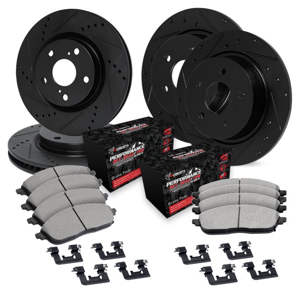  R1 Concepts® - eLINE Series Drilled and Slotted Front and Rear Brake Kit with Performance Off-Road/Tow Brake Pads