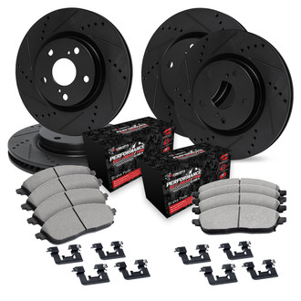 R1 Concepts® - eLINE Series Drilled and Slotted Brake Kit with Performance Off-Road/Tow Brake Pads