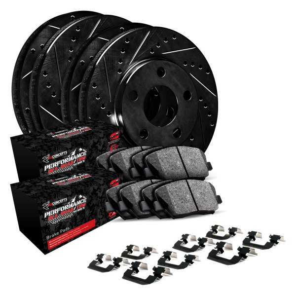  R1 Concepts® - eLINE Series Drilled and Slotted Front and Rear Brake Kit with Performance Off-Road/Tow Brake Pads