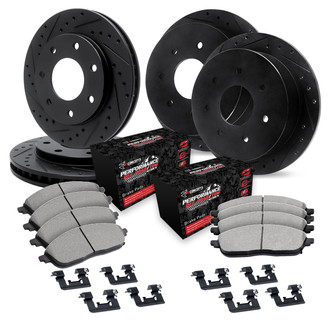 R1 Concepts® - eLINE Series Drilled and Slotted Front and Rear Brake Kit with Performance Off-Road/Tow Brake Pads