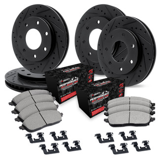 R1 Concepts® - eLINE Series Drilled and Slotted Front and Rear Brake Kit with Performance Off-Road/Tow Brake Pads