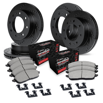 R1 Concepts® - eLINE Series Drilled and Slotted Brake Kit with Performance Off-Road/Tow Brake Pads