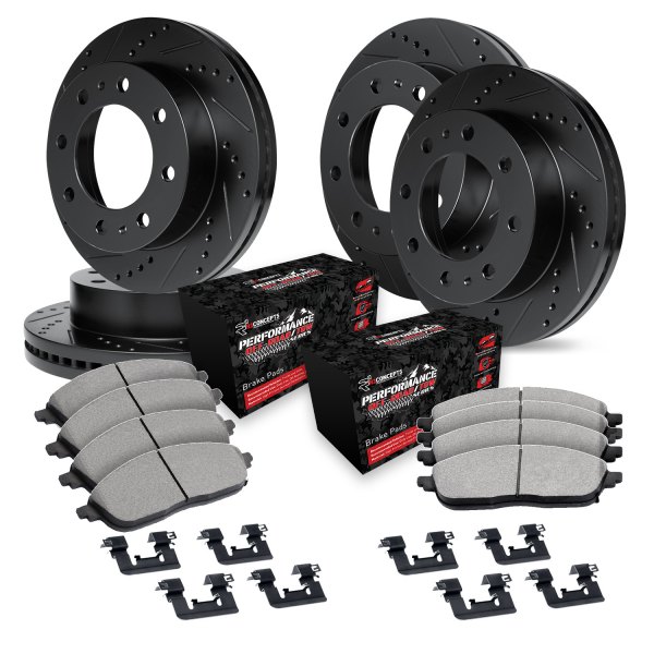  R1 Concepts® - eLINE Series Drilled and Slotted Front and Rear Brake Kit with Performance Off-Road/Tow Brake Pads