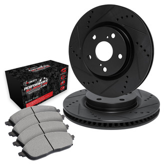 R1 Concepts® - Drilled and Slotted Front Brake Kit with Performance Off-Road/Tow Brake Pads