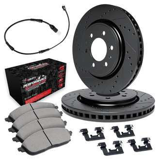 R1 Concepts® - Drilled and Slotted Front Brake Kit with Performance Off-Road/Tow Brake Pads