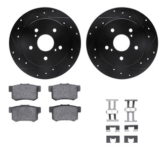 R1 Concepts® - eLINE Series Drilled and Slotted Rear Brake Kit with Ceramic Pads