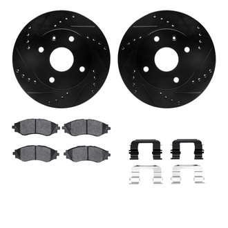 R1 Concepts® - eLINE Series Drilled and Slotted Front Brake Kit with Ceramic Pads