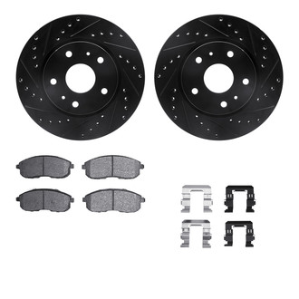 R1 Concepts® - eLINE Series Drilled and Slotted Front Brake Kit with Ceramic Pads