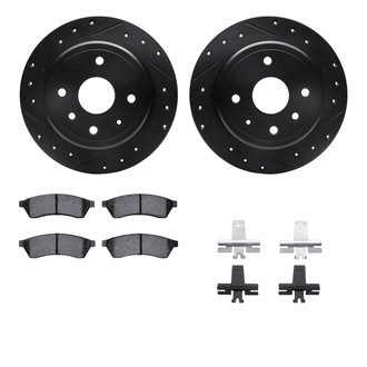 R1 Concepts® - eLINE Series Drilled and Slotted Rear Brake Kit with Ceramic Pads