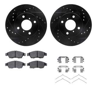 R1 Concepts® - eLINE Series Drilled and Slotted Front Brake Kit with Ceramic Pads