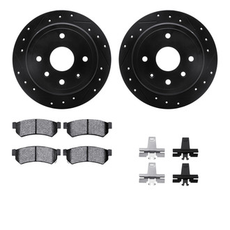 R1 Concepts® - eLINE Series Drilled and Slotted Rear Brake Kit with Ceramic Pads