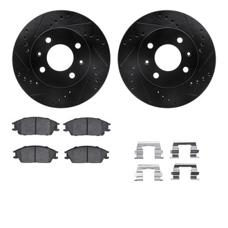 R1 Concepts® - eLINE Series Drilled and Slotted Front Brake Kit with Ceramic Pads