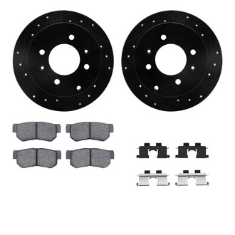 R1 Concepts® - eLINE Series Drilled and Slotted Rear Brake Kit with Ceramic Pads