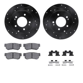 R1 Concepts® - eLINE Series Drilled and Slotted Rear Brake Kit with Ceramic Pads
