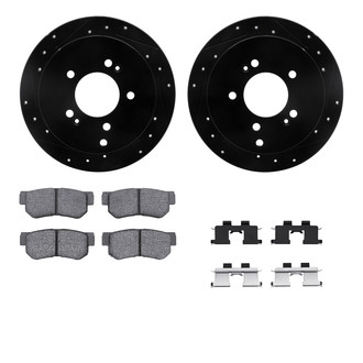R1 Concepts® - eLINE Series Drilled and Slotted Rear Brake Kit with Ceramic Pads