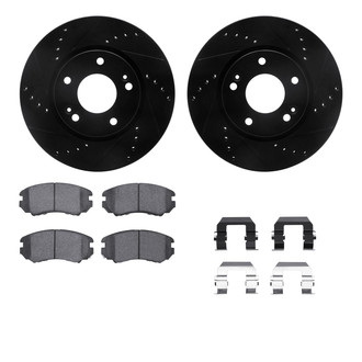 R1 Concepts® - eLINE Series Drilled and Slotted Front Brake Kit with Ceramic Pads