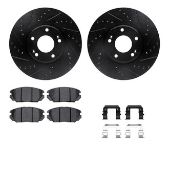 R1 Concepts® - eLINE Series Drilled and Slotted Front Brake Kit with Ceramic Pads
