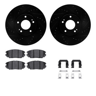R1 Concepts® - eLINE Series Drilled and Slotted Front Brake Kit with Ceramic Pads
