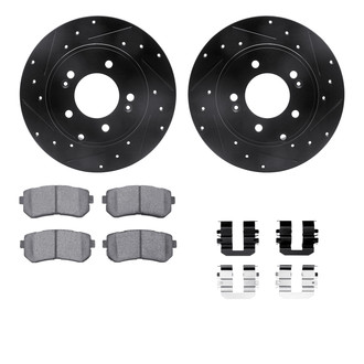 R1 Concepts® - eLINE Series Drilled and Slotted Rear Brake Kit with Ceramic Pads