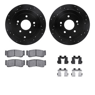 R1 Concepts® - eLINE Series Drilled and Slotted Rear Brake Kit with Ceramic Pads