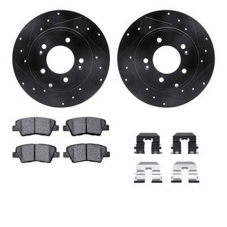 R1 Concepts® - eLINE Series Drilled and Slotted Rear Brake Kit with Ceramic Pads