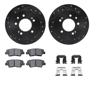 R1 Concepts® - eLINE Series Drilled and Slotted Rear Brake Kit with Ceramic Pads