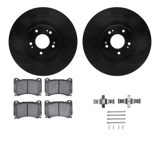 R1 Concepts® - eLINE Series Drilled and Slotted Front Brake Kit with Ceramic Pads