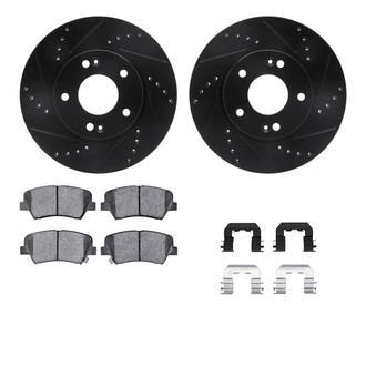 R1 Concepts® - eLINE Series Drilled and Slotted Front Brake Kit with Ceramic Pads