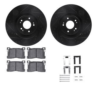 R1 Concepts® - eLINE Series Drilled and Slotted Front Brake Kit with Ceramic Pads