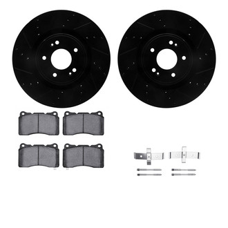 R1 Concepts® - eLINE Series Drilled and Slotted Front Brake Kit with Ceramic Pads