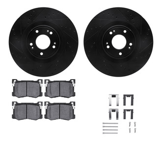 R1 Concepts® - eLINE Series Drilled and Slotted Front Brake Kit with Ceramic Pads