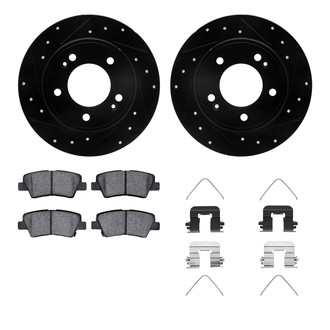 R1 Concepts® - eLINE Series Drilled and Slotted Rear Brake Kit with Ceramic Pads