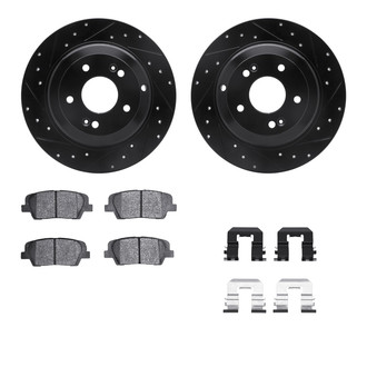 R1 Concepts® - eLINE Series Drilled and Slotted Rear Brake Kit with Ceramic Pads