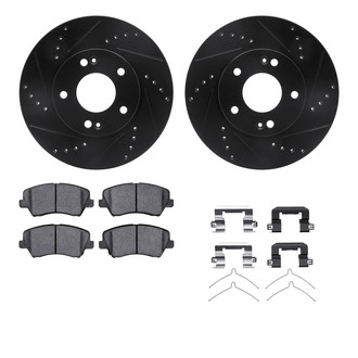 R1 Concepts® - eLINE Series Drilled and Slotted Front Brake Kit with Ceramic Pads