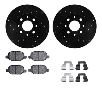 R1 Concepts® - eLINE Series Drilled and Slotted Rear Brake Kit with Ceramic Pads