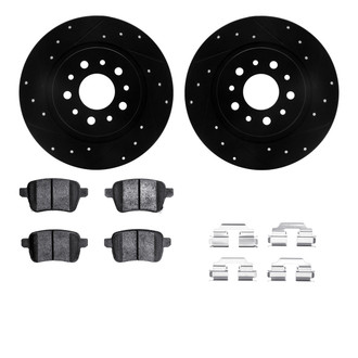 R1 Concepts® - eLINE Series Drilled and Slotted Rear Brake Kit with Ceramic Pads