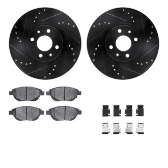 R1 Concepts® - eLINE Series Drilled and Slotted Front Brake Kit with Ceramic Pads