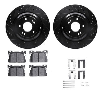 R1 Concepts® - eLINE Series Drilled and Slotted Rear Brake Kit with Ceramic Pads