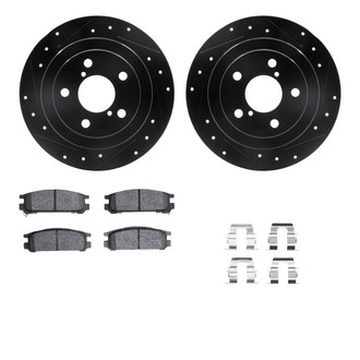 R1 Concepts® - eLINE Series Drilled and Slotted Rear Brake Kit with Ceramic Pads