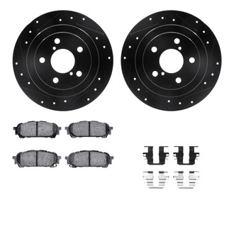 R1 Concepts® - eLINE Series Drilled and Slotted Rear Brake Kit with Ceramic Pads