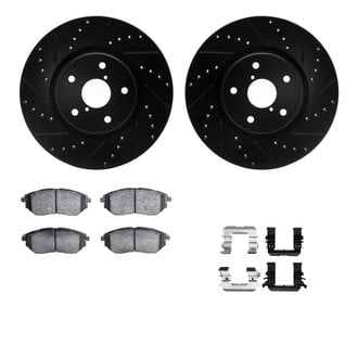 R1 Concepts® - eLINE Series Drilled and Slotted Front Brake Kit with Ceramic Pads