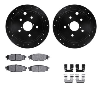 R1 Concepts® - eLINE Series Drilled and Slotted Rear Brake Kit with Ceramic Pads